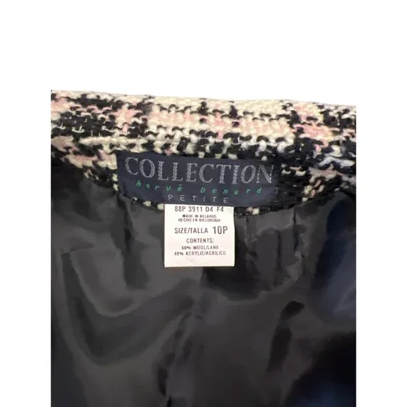 Vintage  Collection by Harvé Benard Authentic Blazer Plaid Pink White Black Jack - Picture 7 of 8
